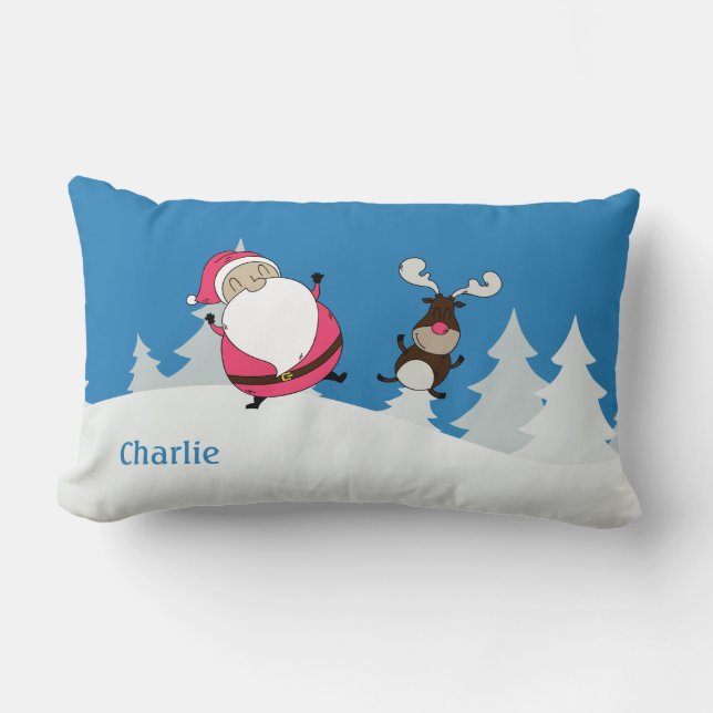 Niedliche Kissen für den individuelle Name Santa & (Vorderseite)