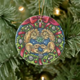 NIEDLICHE KISSING-PLÄTZE UNTER MISTLETOS, ABER KRI KERAMIK ORNAMENT