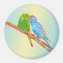 Niedliche Kissingbudgien - Acryl auf pastellfarben
