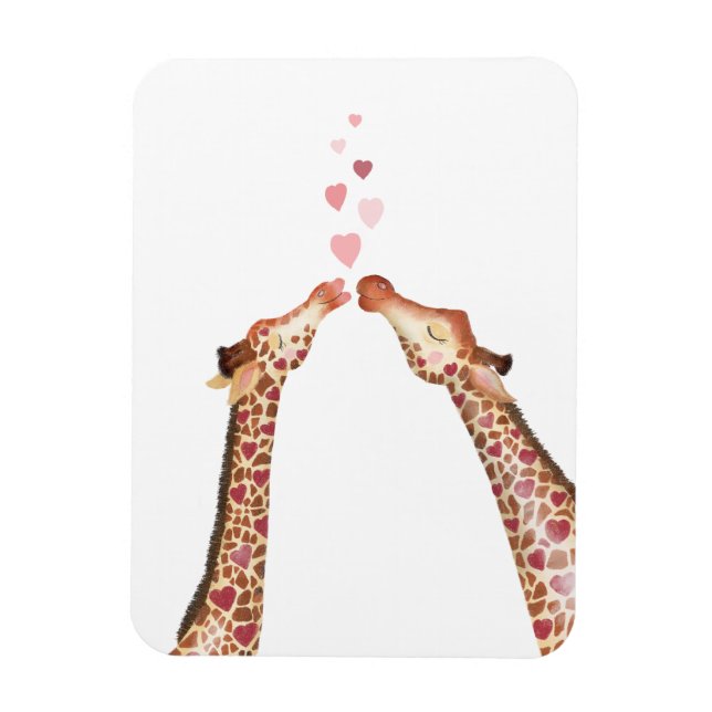 Niedliche Kissinggiraffen Valentinmagneten Magnet (Vertikal)