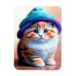 Niedliche Kitekatze in einem Hut EIGENE ART Adorab Magnet