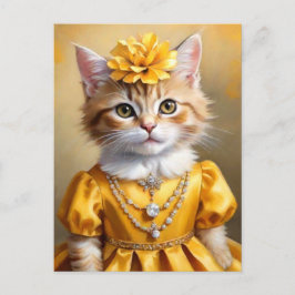 Niedliche Kitekatze in gelbem Kleid Postkarte