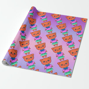 Niedliche Kitekatze in Hübsch rosa Oben und Blauer Geschenkpapier