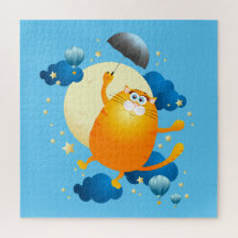 Niedliche Kitten Flying mit Regenschirm