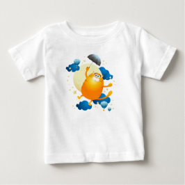 Niedliche Kitten Flying mit Regenschirm Baby T-shirt