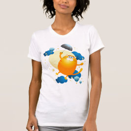 Niedliche Kitten Flying mit Regenschirm T-Shirt