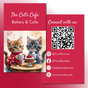 Niedliche Kitten Hot Drinks Kuchen Bäckerei Café Q Visitenkarte