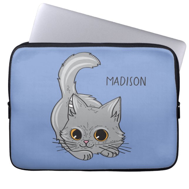 Niedliche Kitten individuelle Name- & Farb-Laptop- Laptopschutzhülle (Vorderseite)