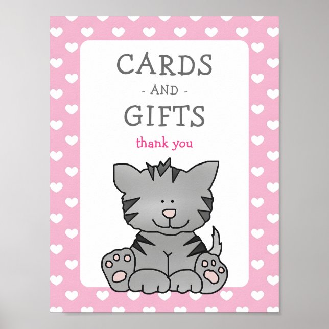 Niedliche Kitten und Herz Karten und Geschenke Kin Poster (Vorne)