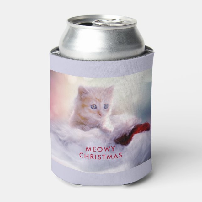Niedliche Kittenruhe auf einer Weihnachtsmannmütze Dosenkühler (Kanne Vorderseite)