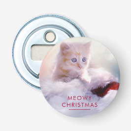 Niedliche Kittenruhe auf einer Weihnachtsmannmütze Flaschenöffner