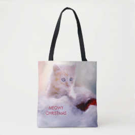 Niedliche Kittenruhe auf einer Weihnachtsmannmütze Tasche