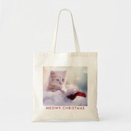 Niedliche Kittenruhe auf einer Weihnachtsmannmütze Tragetasche