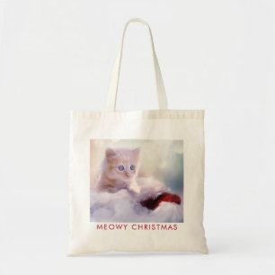 Niedliche Kittenruhe auf einer Weihnachtsmannmütze Tragetasche