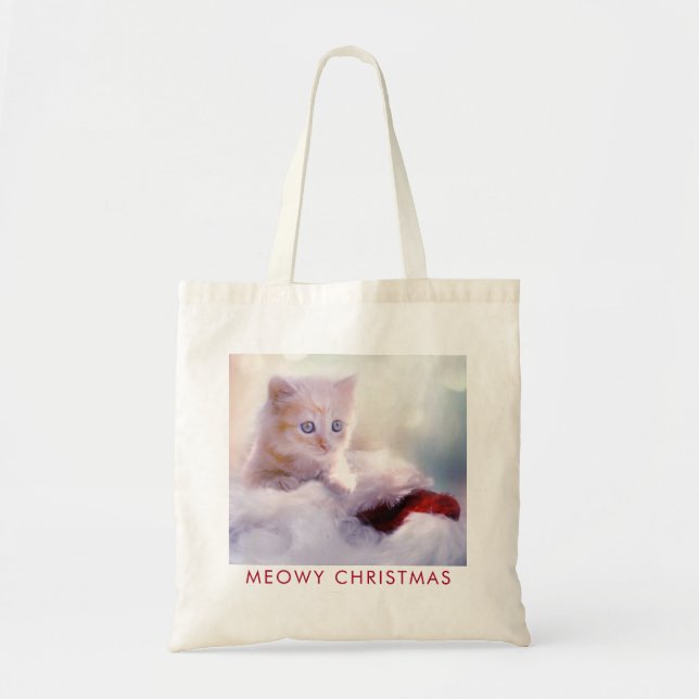 Niedliche Kittenruhe auf einer Weihnachtsmannmütze Tragetasche (Vorne)