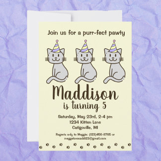 Niedliche Kitty Cat Geburtstagseinladung Einladung