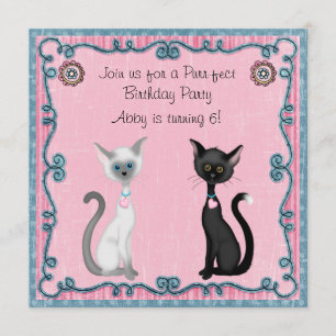 Niedliche Kitty Cat Geburtstagseinladung ~ Mädchen Einladung