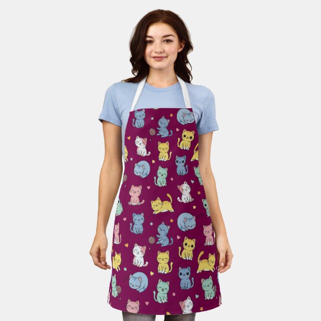 Niedliche Kitty Cat Pattern Schürze (Getragen)