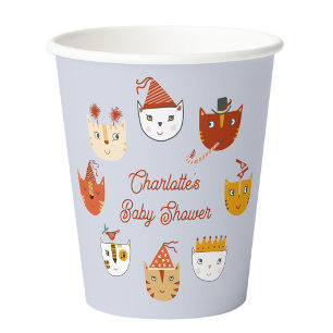 Niedliche Kitty Cat Personalisiert Babydusche Pappbecher