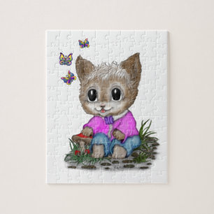 Niedliche Kitty Cat und Butterfly