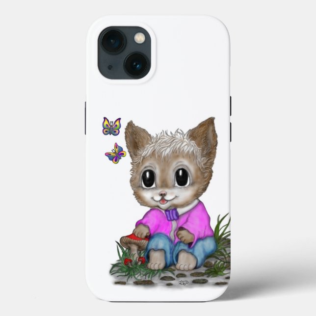 Niedliche Kitty Cat und Butterfly Case-Mate iPhone Hülle (Rückseite)
