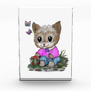 Niedliche Kitty Cat und Butterfly Fotoblock