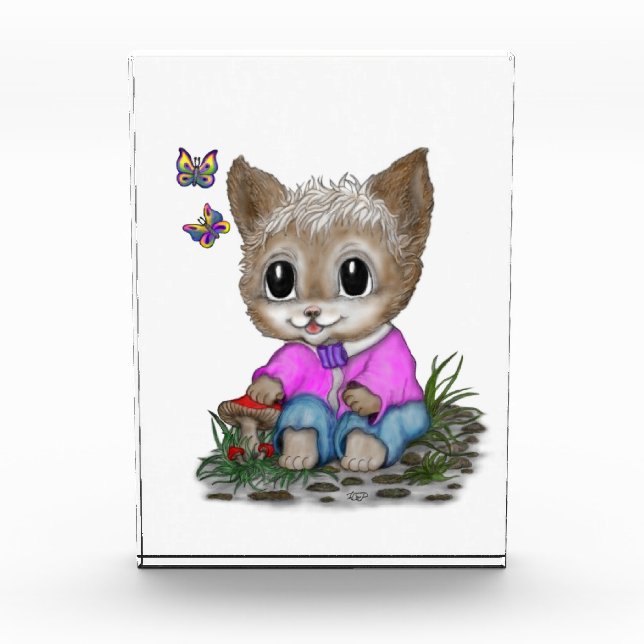 Niedliche Kitty Cat und Butterfly Fotoblock (Vorderseite)
