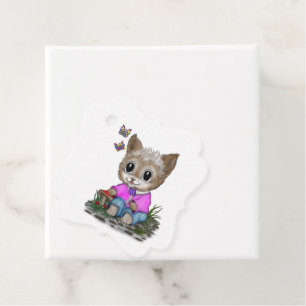 Niedliche Kitty Cat und Butterfly Geschenkanhänger