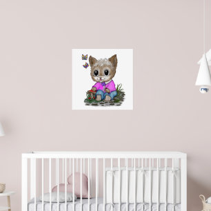 Niedliche Kitty Cat und Butterfly Poster