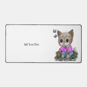 Niedliche Kitty Cat und Butterfly Schreibtischunterlage