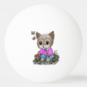 Niedliche Kitty Cat und Butterfly Tischtennisball