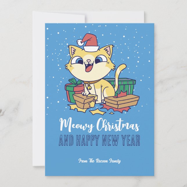 Niedliche Kitty Cat Winterurlaub Meowy Weihnachten (Vorderseite)