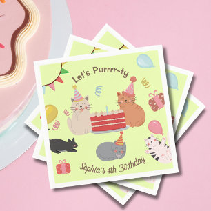 Niedliche Kitty Cats Geburtstagsparty Serviette
