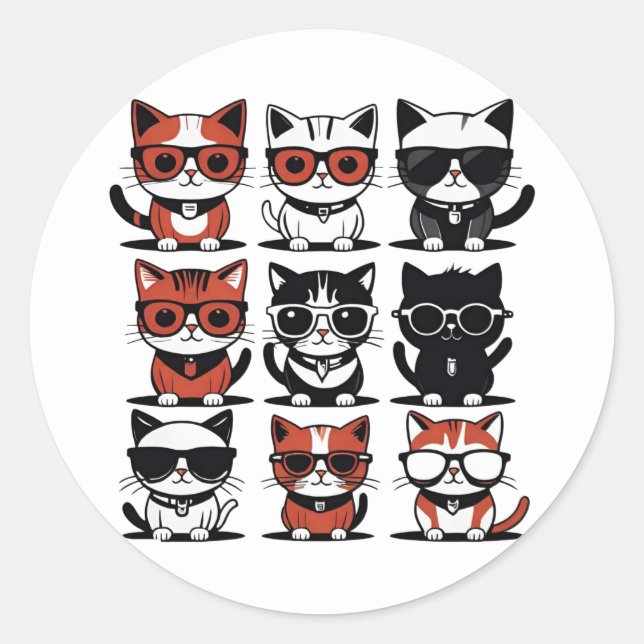 Niedliche Kitty Cats Runder Aufkleber (Vorderseite)