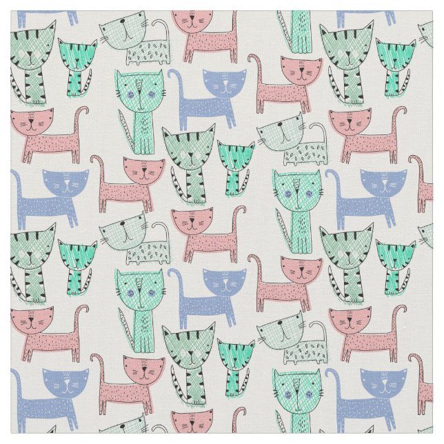 Niedliche Kitty Cats Stoff (Nahaufnahme)