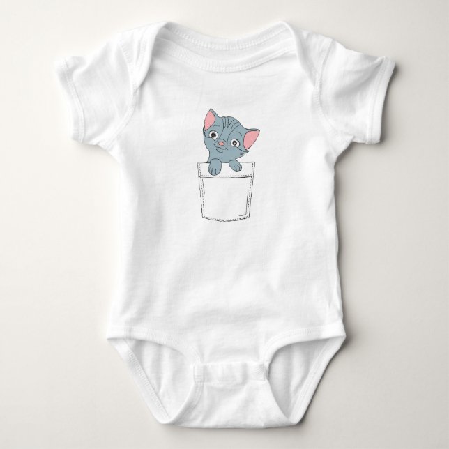 Niedliche Kitty Clipart Cat in Pocket Cat Lover De Baby Strampler (Vorderseite)