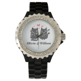 Niedliche Kitty Couple Printed Women's Watch Armbanduhr