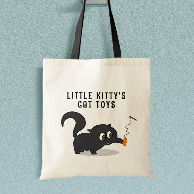 Niedliche Kitty Custom Black Cat Lover's Tote Bag Tragetasche (Purrfect tote bag for your cat's toys (or yours) Just add their name!)