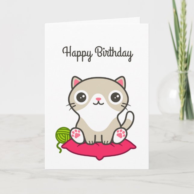 Niedliche Kitty Illustration Karte (Vorderseite)