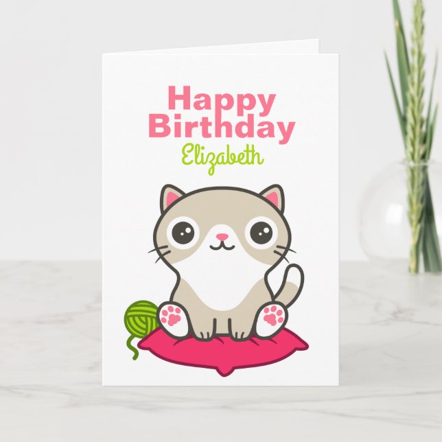 Niedliche Kitty Illustration Karte (Vorderseite)