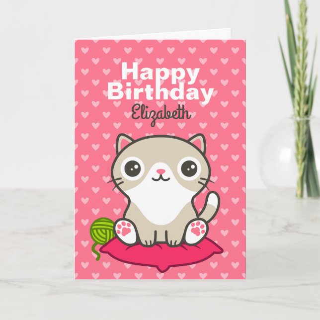 Niedliche Kitty Illustration Karte (Vorderseite)