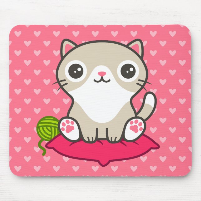 Niedliche Kitty Illustration Mousepad (Vorne)