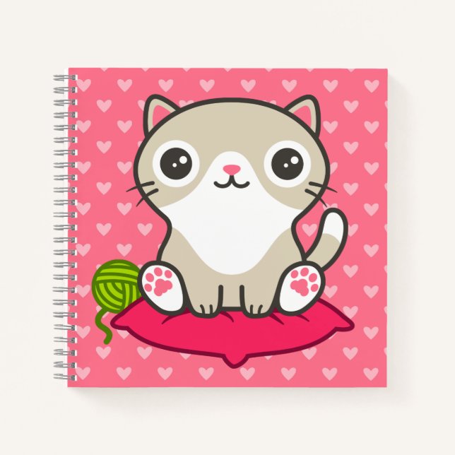Niedliche Kitty Illustration Notizbuch (Vorderseite)