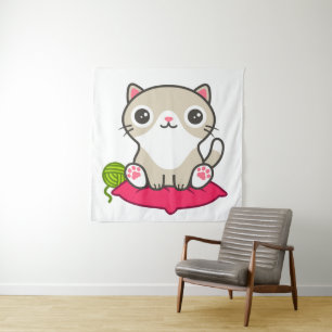 Niedliche Kitty Illustration Wandteppich