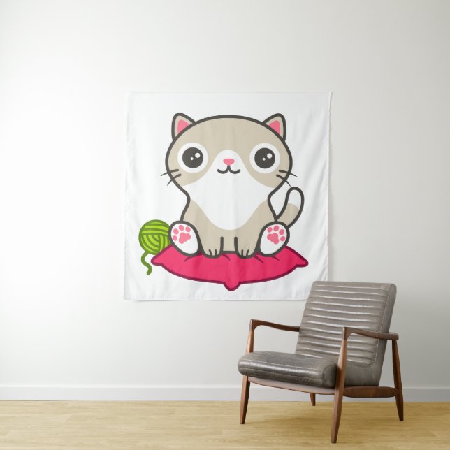 Niedliche Kitty Illustration Wandteppich (Beispiel)