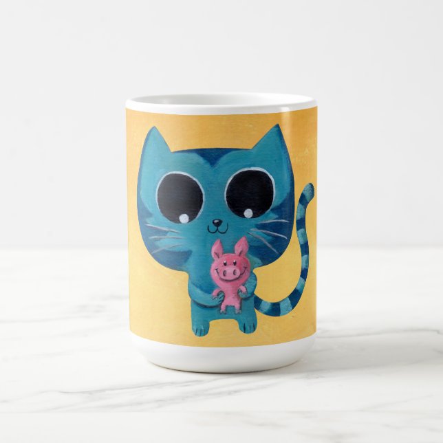 Niedliche Kitty-Katze und Schwein Kaffeetasse (Mittel)