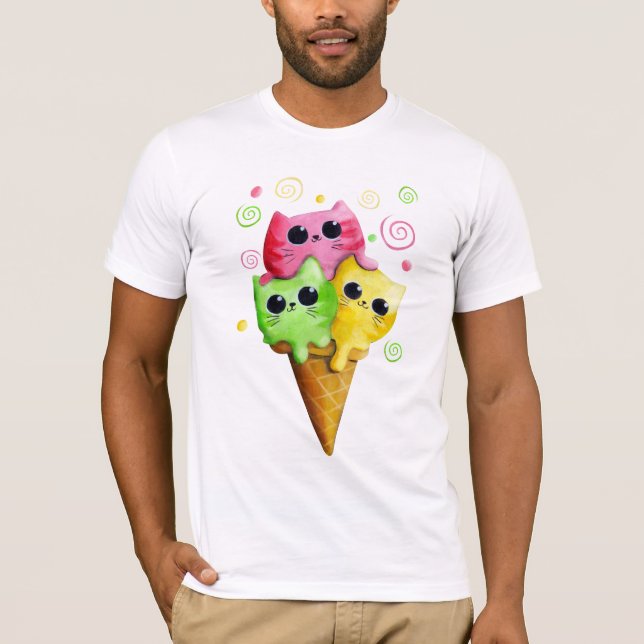 Niedliche Kitty-Katzen-Eiscreme T-Shirt (Vorderseite)