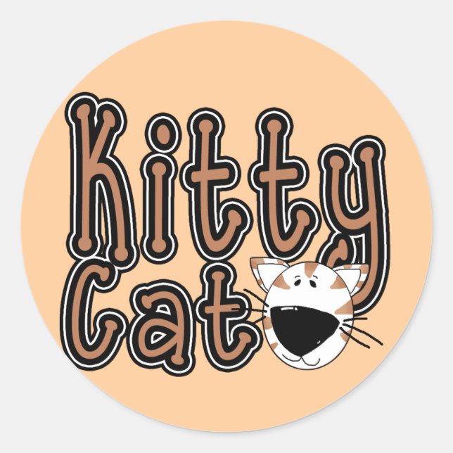 Niedliche Kitty-Katzen-T-Shirts und Geschenke Runder Aufkleber (Vorderseite)