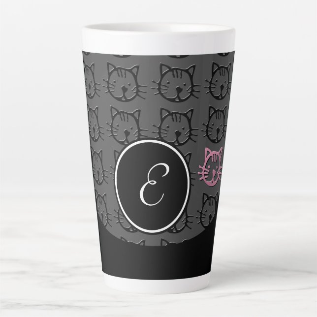 Niedliche Kitty (schwarz, dk grau und pink) Milchtasse (Vorderseite)
