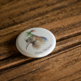 Niedliche Kiwi Bird in Christmas Elf Hat, Brauch Button